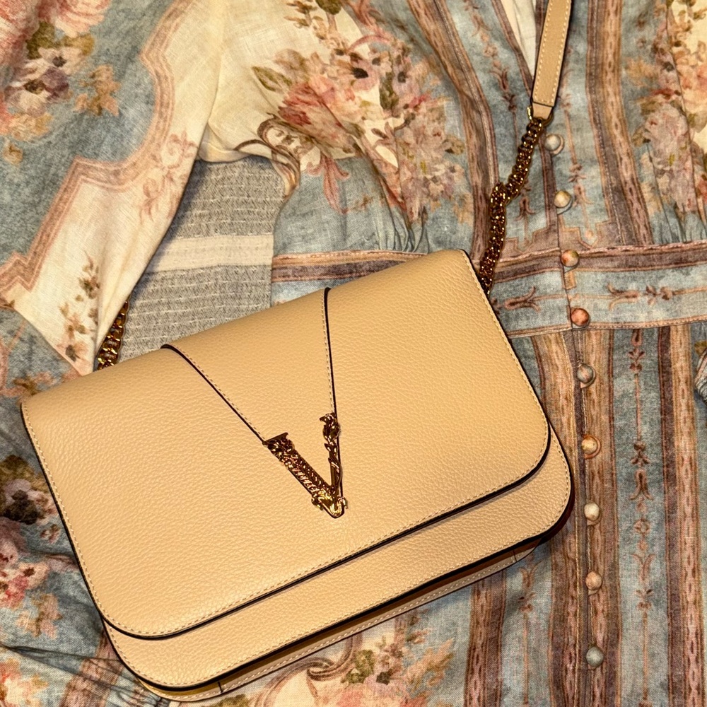 Versace Nude Calf Leather Crossbody Bag - Picture 4 of 13